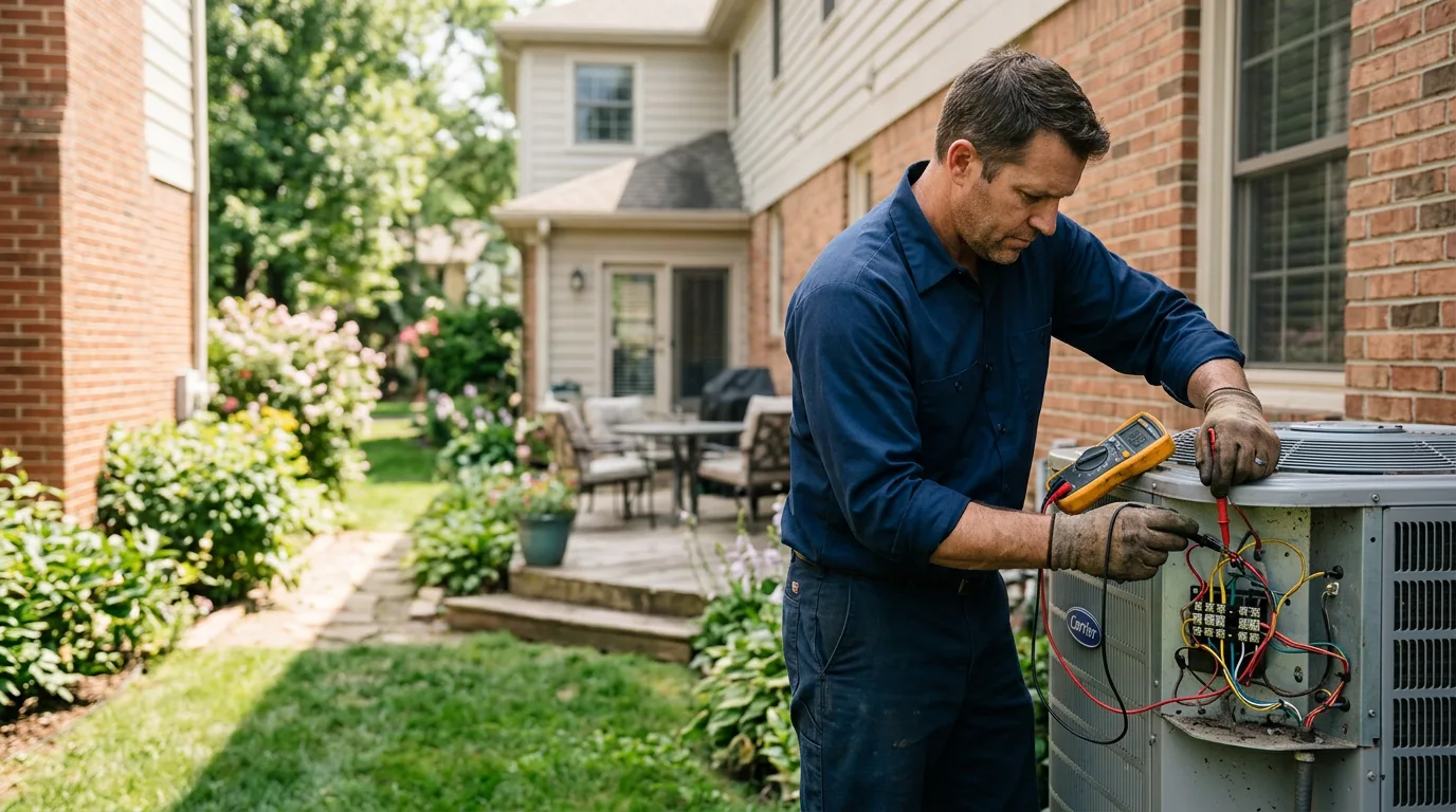 HVAC technician working in a home in Florida